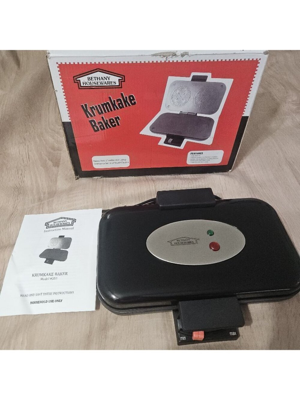Bethany Housewares Scandinavian Krumkake Baker Wafer Cookie Maker In Box